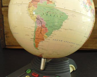 Vintage GeoSafari World Globe on Stand, ExploraToy, Child's Room Decor, Classroom Globe, Kids Globe for Desk, Interactive Educational Toy