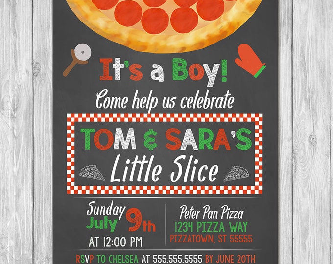 Pizza Party Baby Shower Invitation - Baby Shower Invite - Couples Baby Shower - Pizza Baby Shower - Couples Pizza Baby Shower - Chalkboard