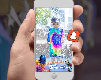 Finding Dory Nemo Snapchat Filter - Happy Birthday with Custom Name - Sea Turtle, Coral Reef On Demand Snapchat Filter Design - SALE PRICE!
