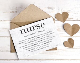 Nurse Card, Personalized Gift for Nurse, Nurse Appreciation Gift, Thank You Nurse, Nurse Retirement Leaving Gift, Nurse Custom GREETING CARD