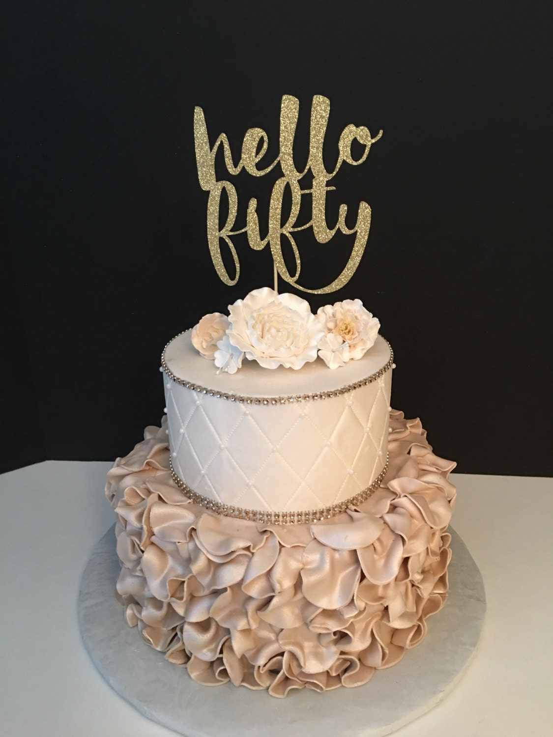 ANY NUMBER hello fifty Cake  Topper  50th  Birthday  Cake 