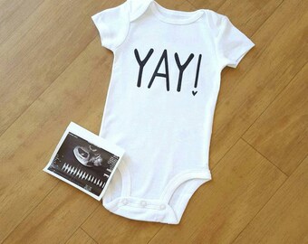 Yay! | Pregnancy Announcement Onesie® | Coming 2018 | Baby Announcement | Baby Reveal Onesie® | Baby on the Way | We're Expecting | Keepsake