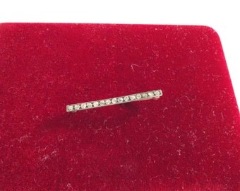 Vintage Sterling Silver And Rhinestone Bar Brooch