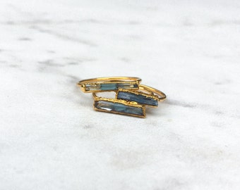 Raw Aquamarine Ring, Blue Aquamarine Statement Ring, March Birthstone Ring, Raw Crystal Ring, 14k Gold Filled, Bohemian, Gold Gemstone Ring