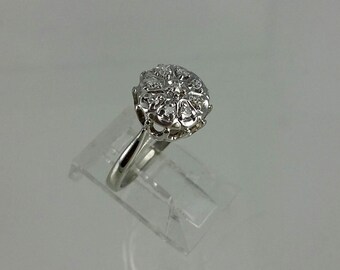 Vintage 1960s 10k White Gold Diamond Ring Sz 5