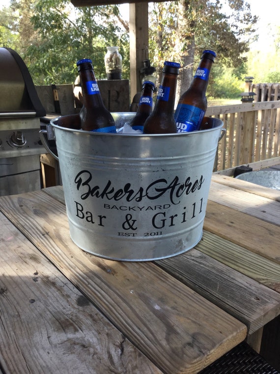Personalized Large galvanized steel beverage bucket