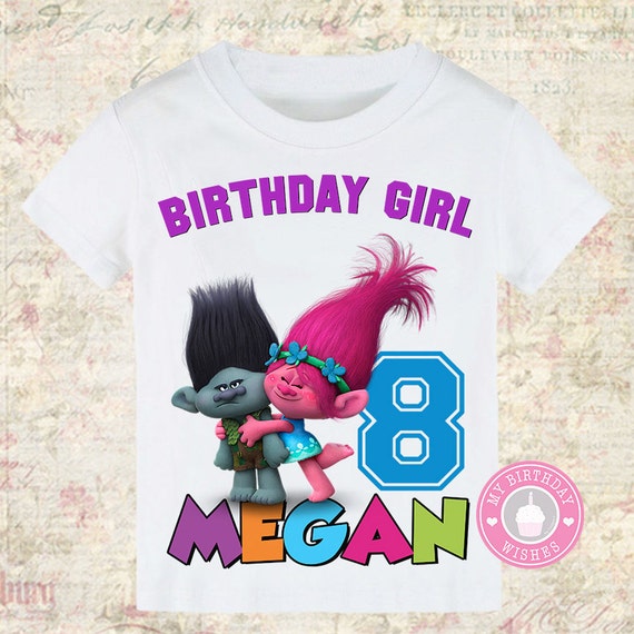 TROLLS Branch Poppy Customized Birthday T Shirt Personalized