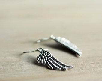 Angel wing earrings | Sterling silver angel earrings | Boho earrings | Cupid earrings | Hypoallergenic titanium earrings | Free spirit