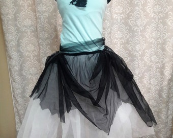 Blue Fairy Dress, Adult fairy dress, Tattered Pixie Fairy Costume, Fairy Ballerina Dress, Black blue tattered dress