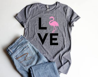 Flamingo Shirt LOVE Junior Fitted Pink Flamingo Party Shirts Flamingo Birthday Flamingle Shirt Be a Flamingo Summer Shirt Women Cute Shirt