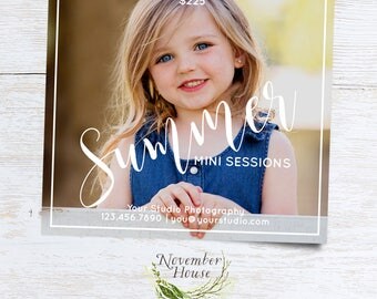 Summer Mini Sessions, Photography Marketing, Mini Sessions Template, Photoshop Template, Marketing Board, Instant Download
