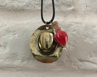 Hopper necklace inspired in Stranger Things - Hopper Hat and Wish Bottle With Cork