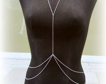 Silver Body Chain - Y Drop Body Chain - Double Layered Gold Bikini Chain - Beach Body Jewelry - Sexy Jewelry