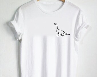 Dinosaur Shirt - Pocket Shirt Long Neck Brachiosaurus Jurassic Animal Cute Shirt Brontosaurus Cute Shirt Womans Tee Mens Tshirt Gift Dino