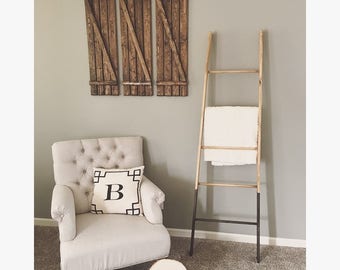 Rustic Bloak Tappered 5 Rung Blanket Ladder, Towel Ladder, Decorative Ladder