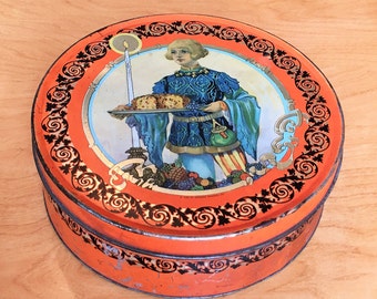 Antique Cookie Tin, 1920's Grennan Cakes and Cookies Tin.