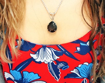 Sterling Silver Smokey Quartz Pendant With Chain