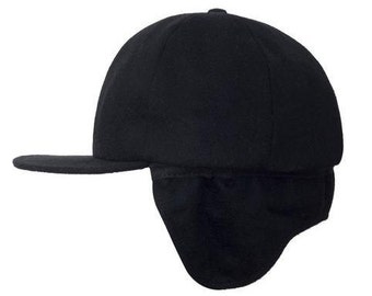 Filipacchi Cashmere Baseball Cap with Ear Flaps - Black