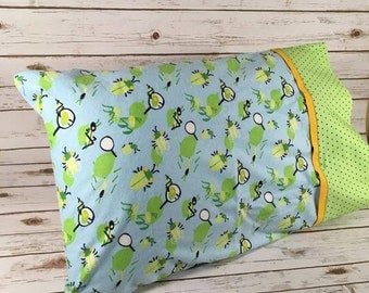 Bug themed flannel standard size pillowcase
