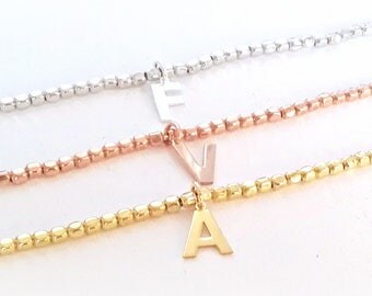 Initial bracelet, initial bead bracelet, letter bracelet, personalized letter bracelet, personalized initial bracelet, silver bracelet