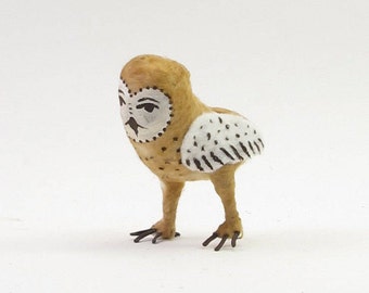 Vintage Inspired Spun Cotton Barn Owl Ornament/Figure