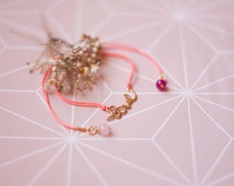 Delicate Love Bracelet. Dainty Love Charm Bracelet. Gold Plated Macrame Bracelet. Love Bracelet. Macrame Bracelet. Love Word Bracelet