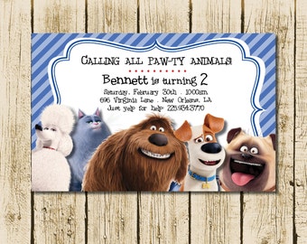 Secret Life of Pets Invitations, Secret Life of Pets Birthday, Digital Invite, PDF & JPEG included