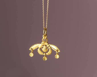 Solid gold Bee Necklace Ancient Greek Bee pendant Minoan bee necklace Crete 14k solid yellow Gold Malia Honey bees