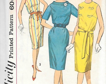 Simplicity 3869 UNCUT 1960s Sleeveless Sheath Dress Vintage Sewing Pattern Size 12 Bust 32 Wiggle Dress