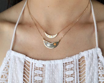 Vintage Floral Two Necklaces Sold Separately or as a Set, Short Layering Necklaces Set, Bib Floral Chokers, Bib Necklaces Gold Jewelry Black