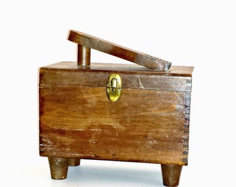 Vintage Wooden Shoe Shine Box & Contents / Dovetail Wood Shoe Shine Box with Polish and More