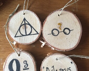 harry potter christmas ornament four pack, gift for your hogwarts loving friend