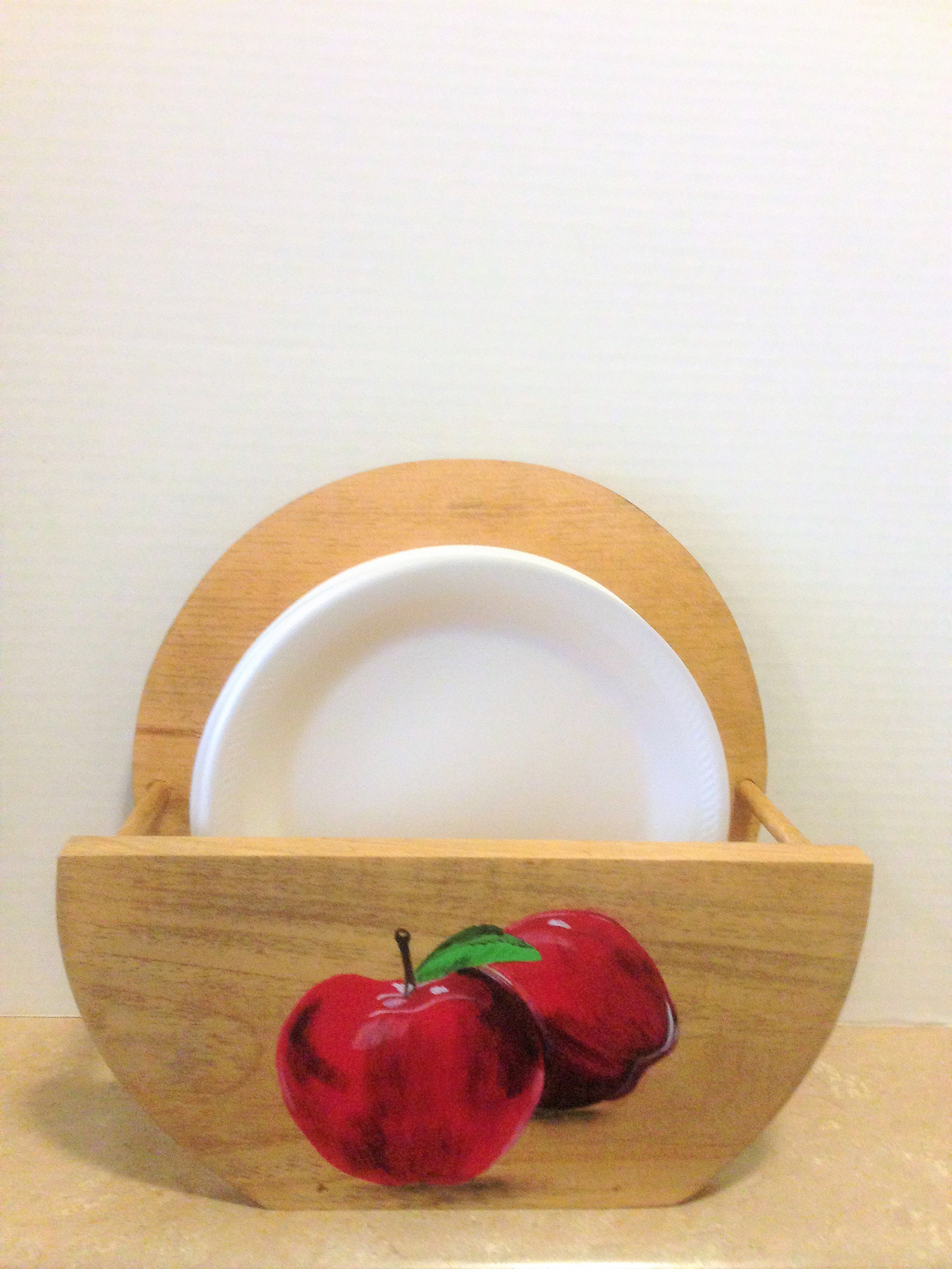 Paper Plate Holder, Wooden Paper Plate Holder, Mother's Day Gift, Apple