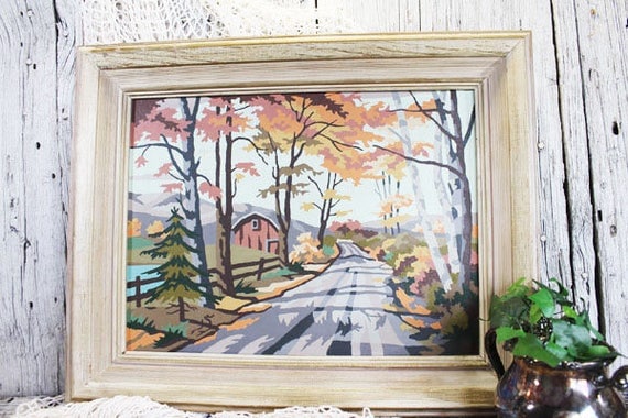 Paint by Numbers Framed Painting Country Road Farm Scene