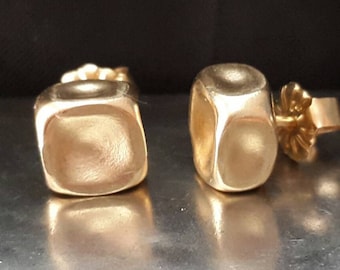 Gold Studs, Square Post Earrings, Caramel Candy Shape Studs, Trendy Earrings, Handmade Earrings, Minimalist Look Studs