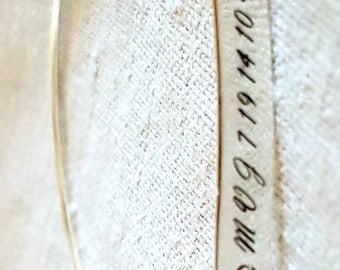 Silver Secret Code Bracelet, Personalized Bracelet, Engraved Bar Bracelet, Engraved Characters, Handmade Bangle Bracelets