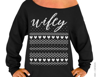 Wifey White with Silver Slouchy Oversized by DentzDesign 