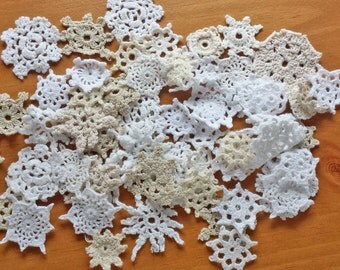 50 Mini Crochet Flower Doilies, Tiny Doilies, Small Doilies, Miniature Doily Pieces, Small Crochet Flowers, Crochet Appliques