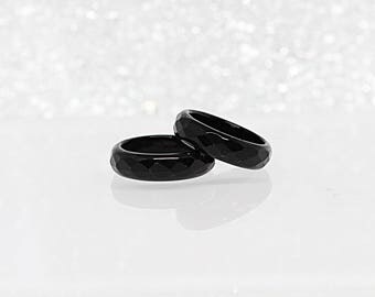 black stacking ring gemstones band natural band stacking ring black onyx jewelry - Onyx Wedding Ring black stacking ring gemstones band natural band stacking ring black onyx jewelry - Onyx Wedding Ring