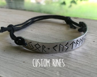Silver Viking Bracelet - Silver Rune Jewelry - Rune Bracelet - Norse Bracelet - Custom Runes men and women bracelet