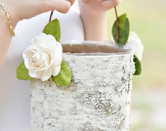 Boho chic large flower girl basket - single basket