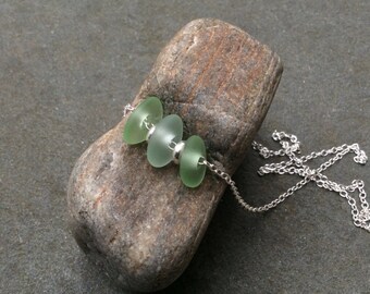 Sea glass jewelry, Sea foam green sea glass and sterling silver necklace