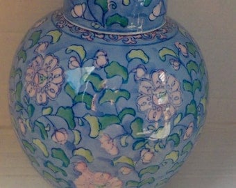Blue & Pink Chinoiserie Retro Ginger Jar