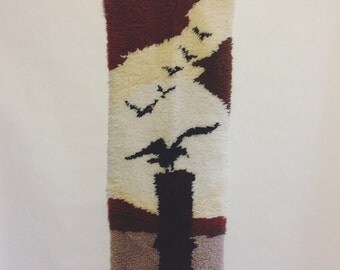 Vintage Handmade Hooked Wall Hanging