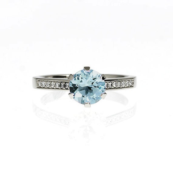 sky blue topaz engagement ring White gold Diamond