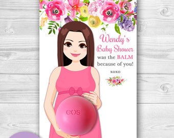 Eos Baby Shower Favors Floral Summer- Pink Purple Flowers Favors-Printable Favor Tags