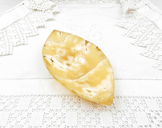 Vintage Artisan Carved Stone Agata Alabaster Tinket Bowl, Ashtray, Mid Century Decor, Retro Home Interior, Man Cave, Candle Holder, Jewelry