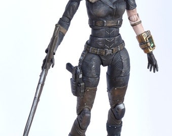 Fallout New Vegas The Female Courier Play Arts Kai Custom Action Figure with three head sculpts Laser Hunting Rifle removable Pimp Pip-Boy