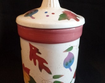 Vintage Autumn Leaves One Pint Kitchen Canister