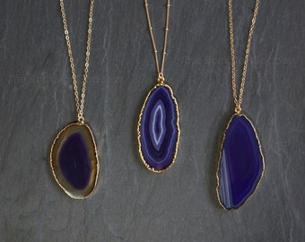 Agate Necklace // Purple Agate // Druzy Necklace // Crystal Necklace // Druzy Jewelry // Agate Slice // Purple Agate // Agate Jewelry